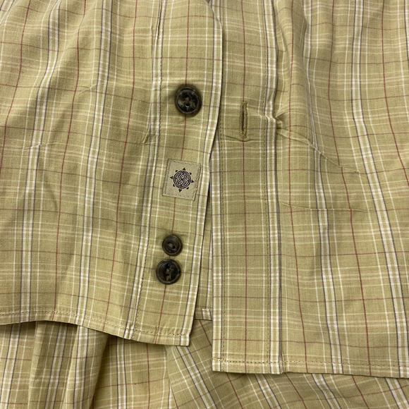Ruff Hewn Men's Shirt Large Long Sleeve Tan Plaid Button Up Lightweight - Picture 3 of 11